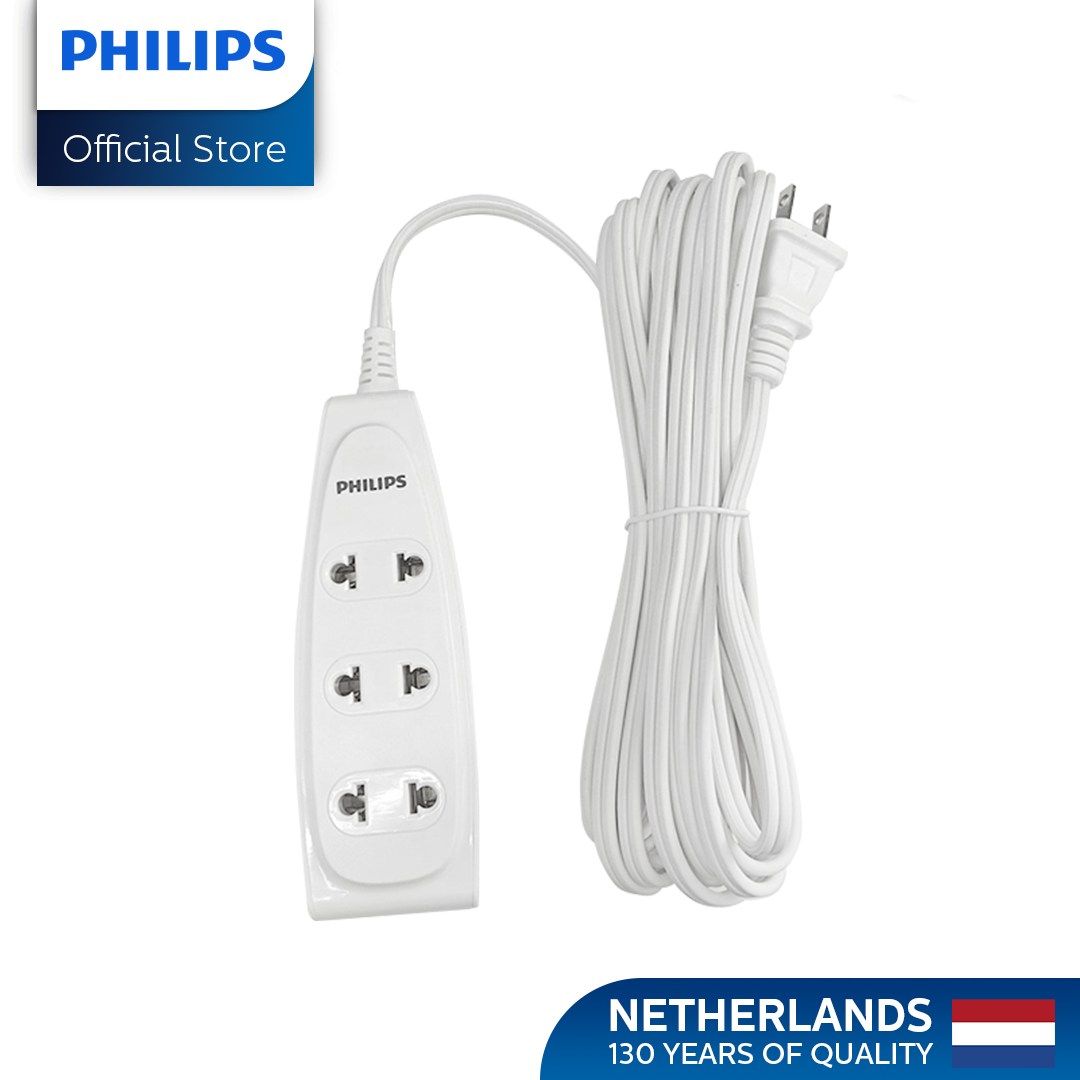 Philips 3-Way Extension Socket Non-Flammable Material 5 Meters Cord Power Multiplier