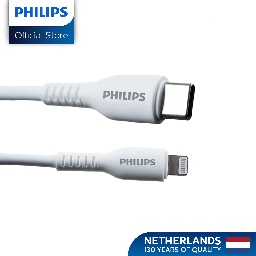 Philips Silicon 1.2m 18W USB C Type-C to Lightning Cable MFi Certified iPhone Charging Cable