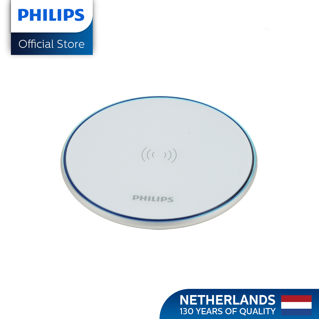 Philips 15W Fast Charging Wireless White Charger Disc with 1.5M USB-C Cable