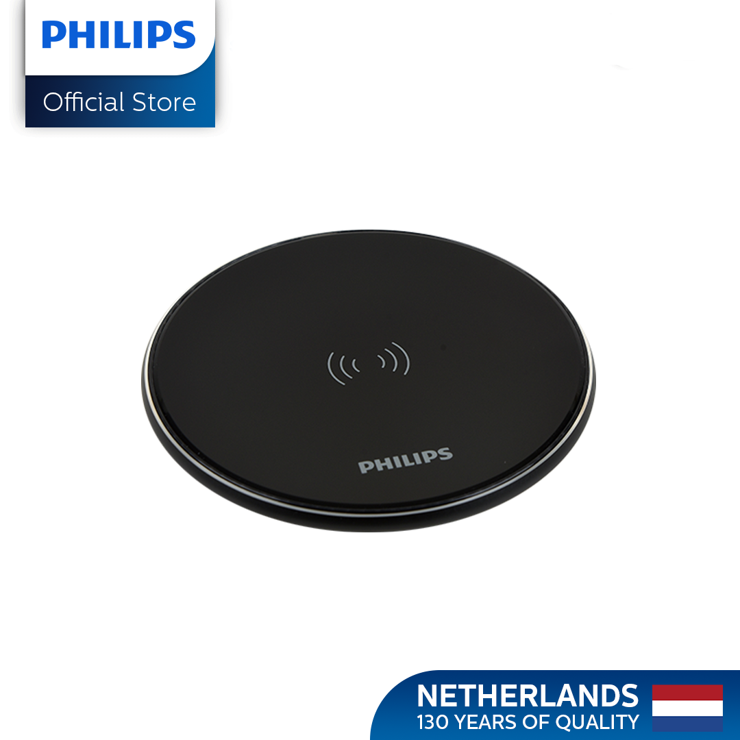Philips 15W Fast Charging Wireless Black Charger Disc with 1.5M USB-C Cable