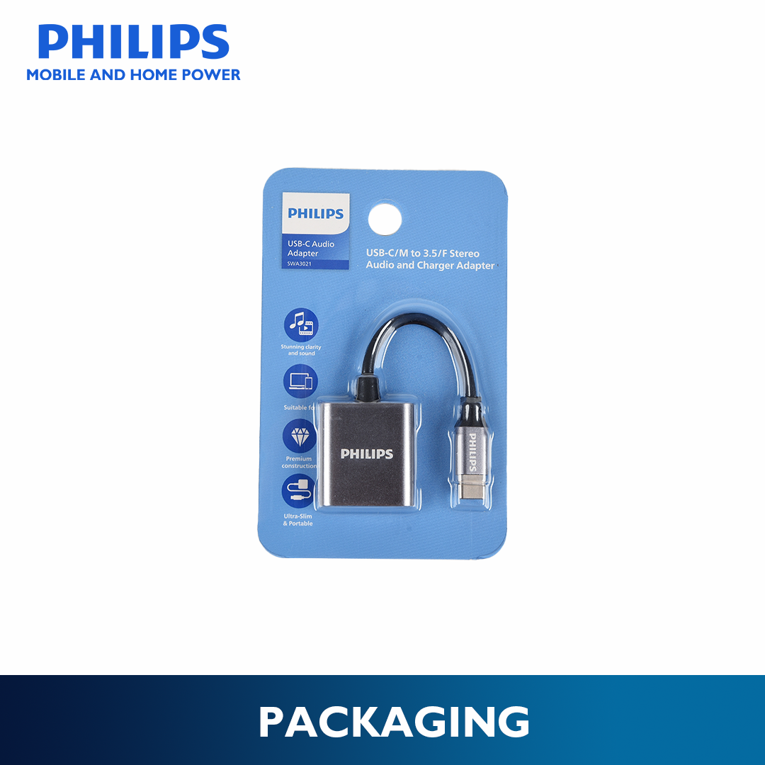 Philips 3.5mm Type C to USB C Audio and Charger Adapter