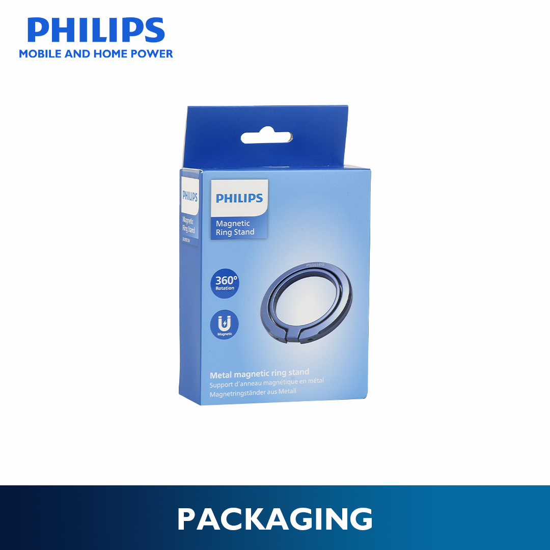 Philips Blue 360°Rotation 180° Flip Metallic Magnetic Ring Stand Cellphone Holder with Additional Metal Magnetic Ring