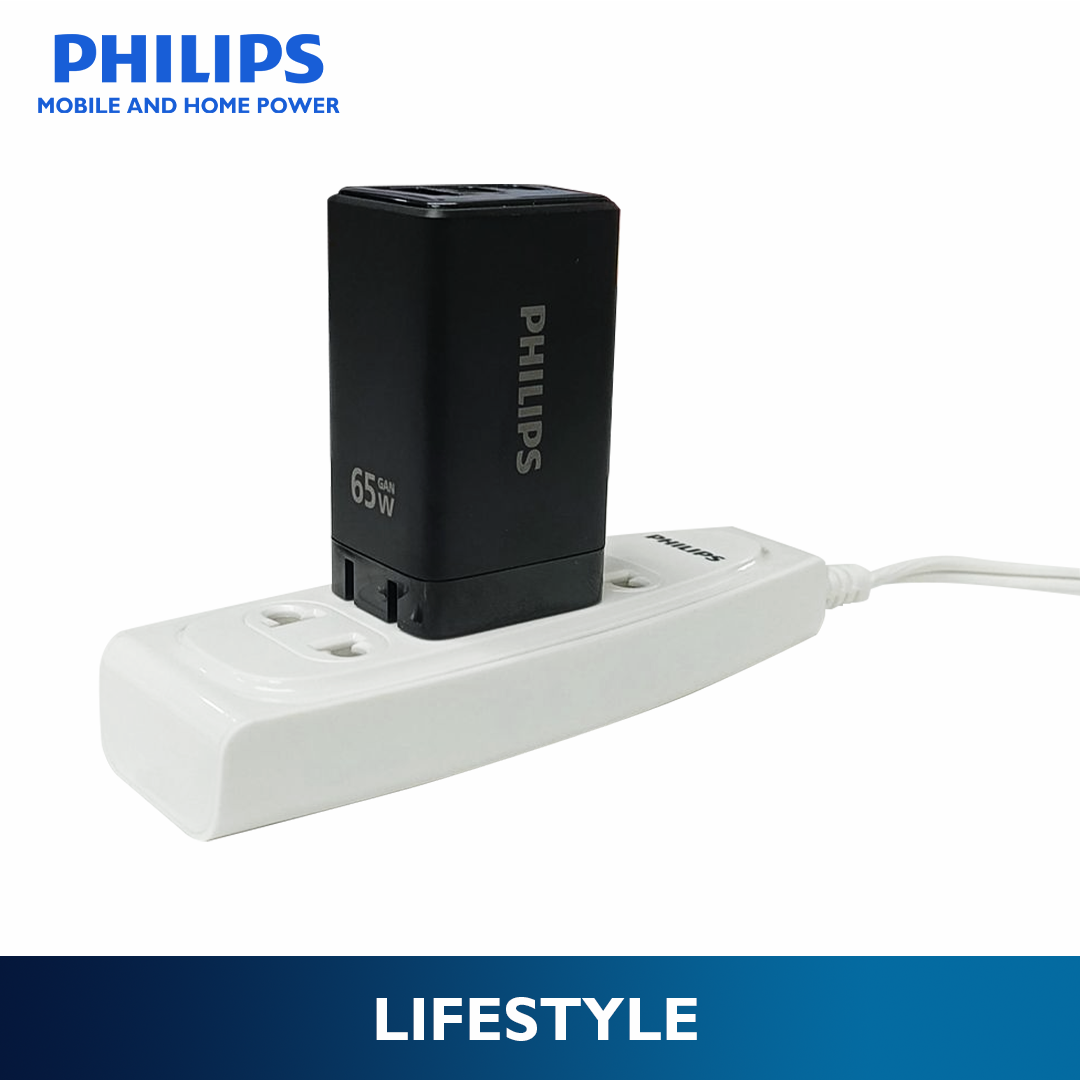 Philips 3-Way Extension Socket Non-Flammable Material 5 Meters Cord Power Multiplier