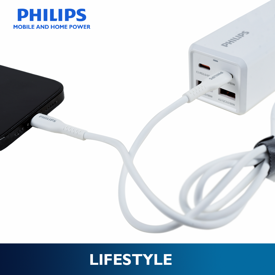 Philips Silicon 1.2m 18W USB C Type-C to Lightning Cable MFi Certified iPhone Charging Cable