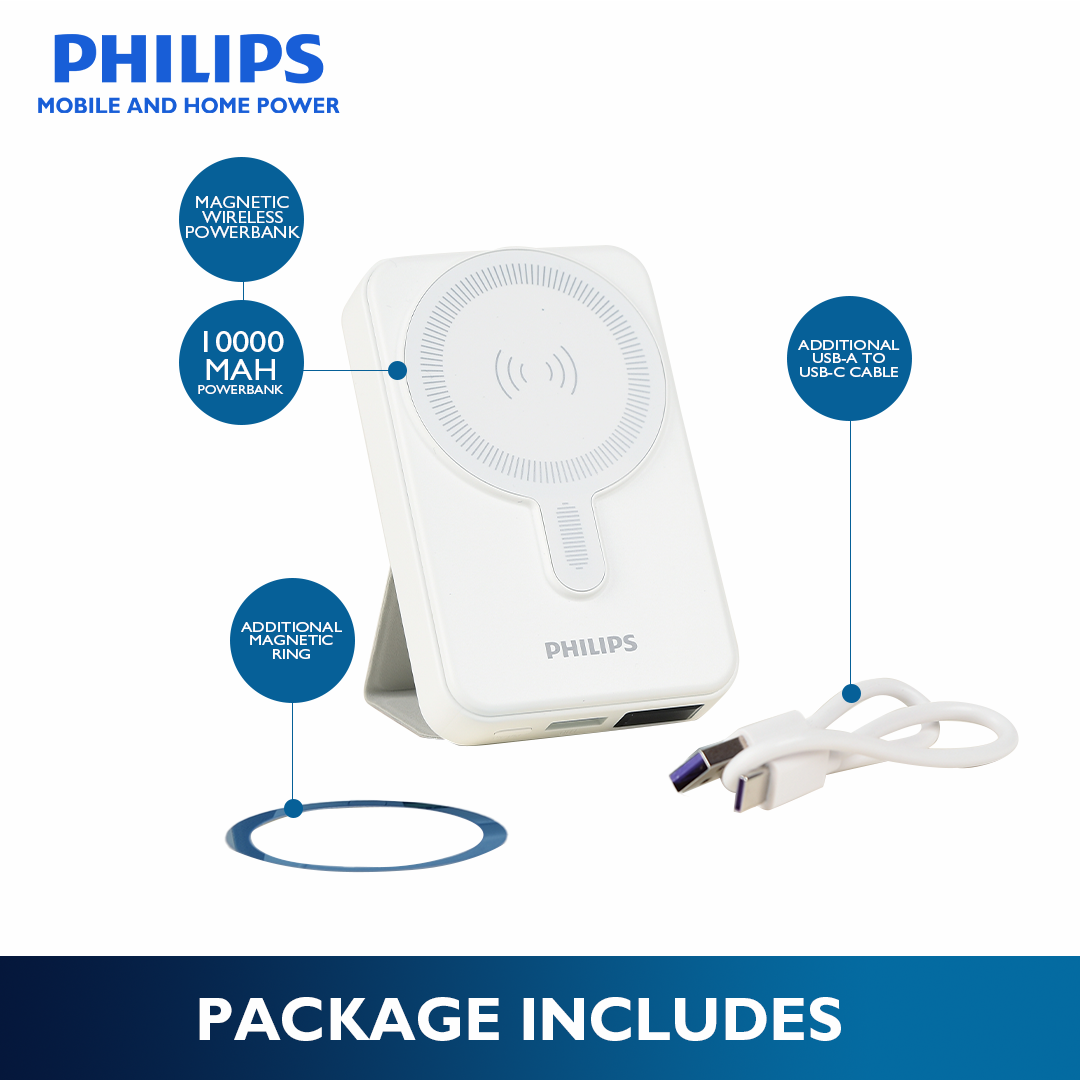 Philips White 10000mAh PD 15W Magsafe Power