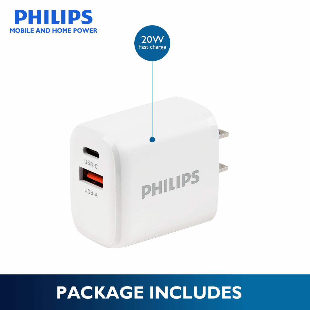 Philips 20W USB C Fast Wall Charger, iPhone Charger, USB C Charger