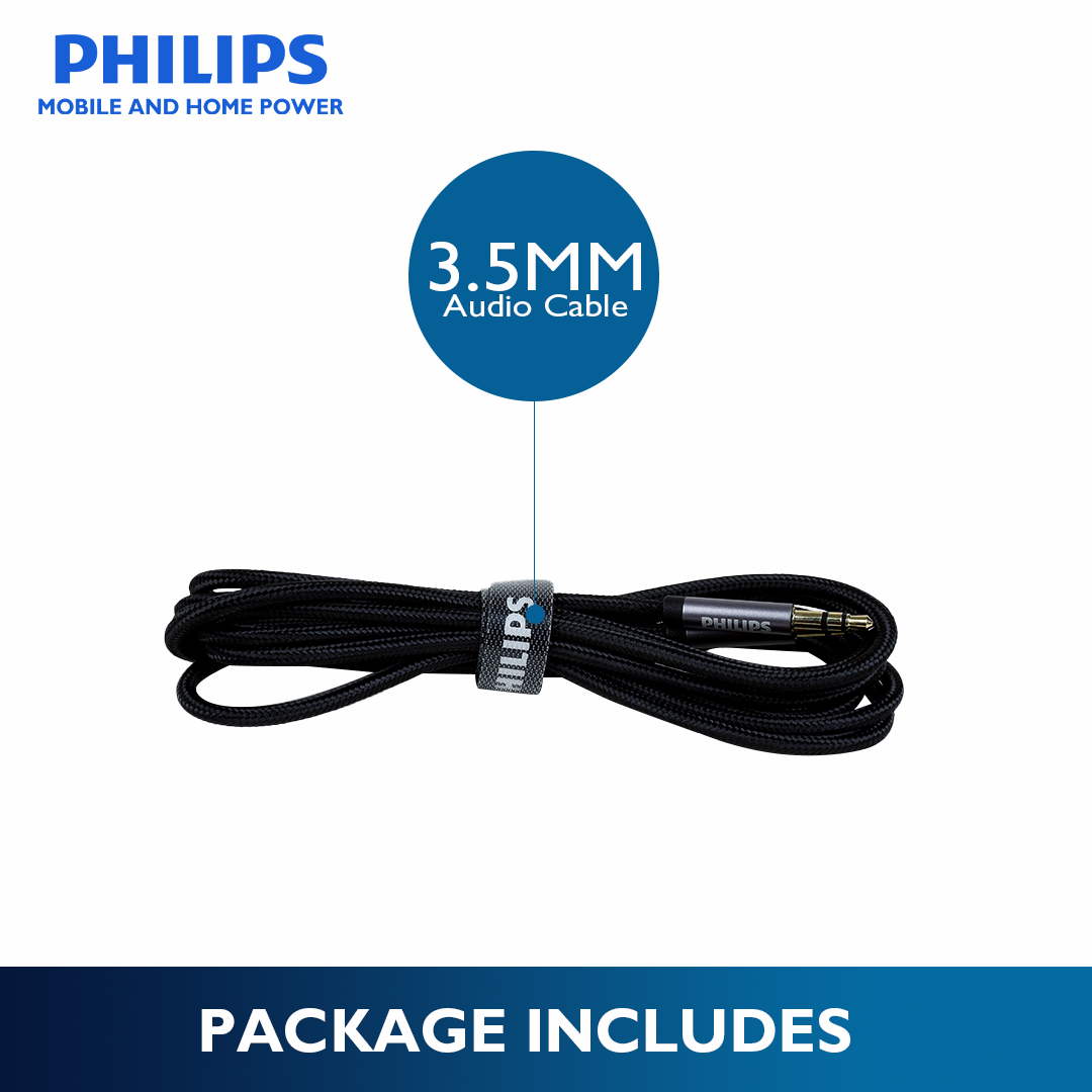 Philips 3.5mm to 3.5mm 2Meters Titanium Plated Aluminum Housing PVC Outer Cover Audio Cable