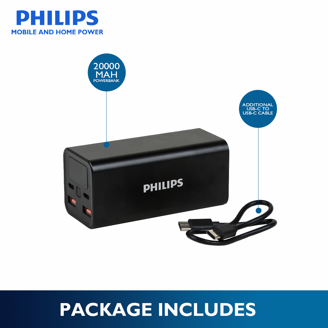 Philips DLP5721 20000mAh Digital Display PD65W+22.5W Powerbank