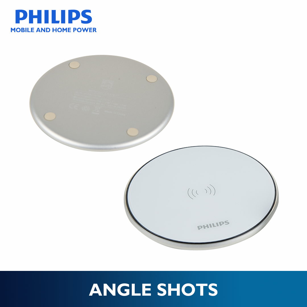 Philips 15W Fast Charging Wireless White Charger Disc with 1.5M USB-C Cable