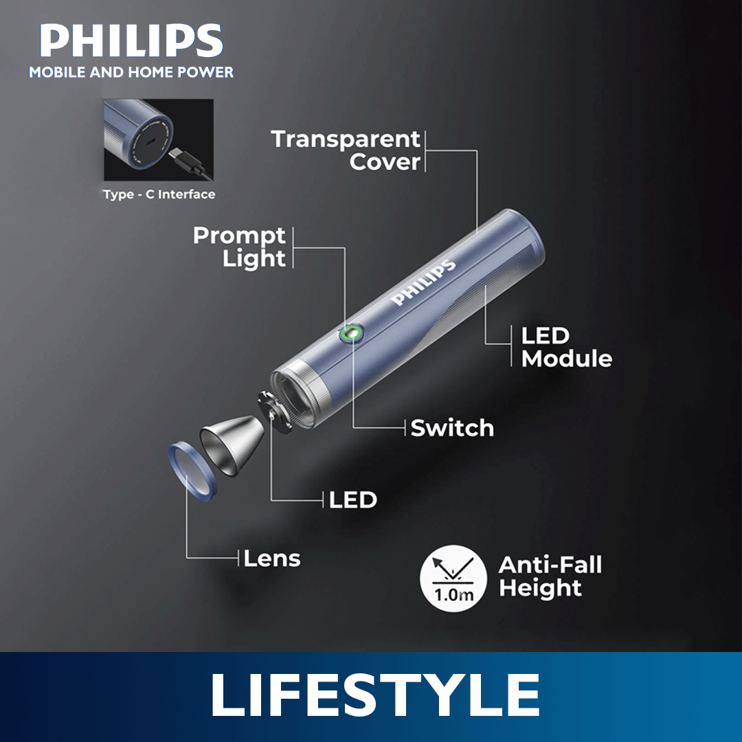 Philips USB-C Rechargeable LED Flashlight & Lantern - 400 Lumens, SOS Mode