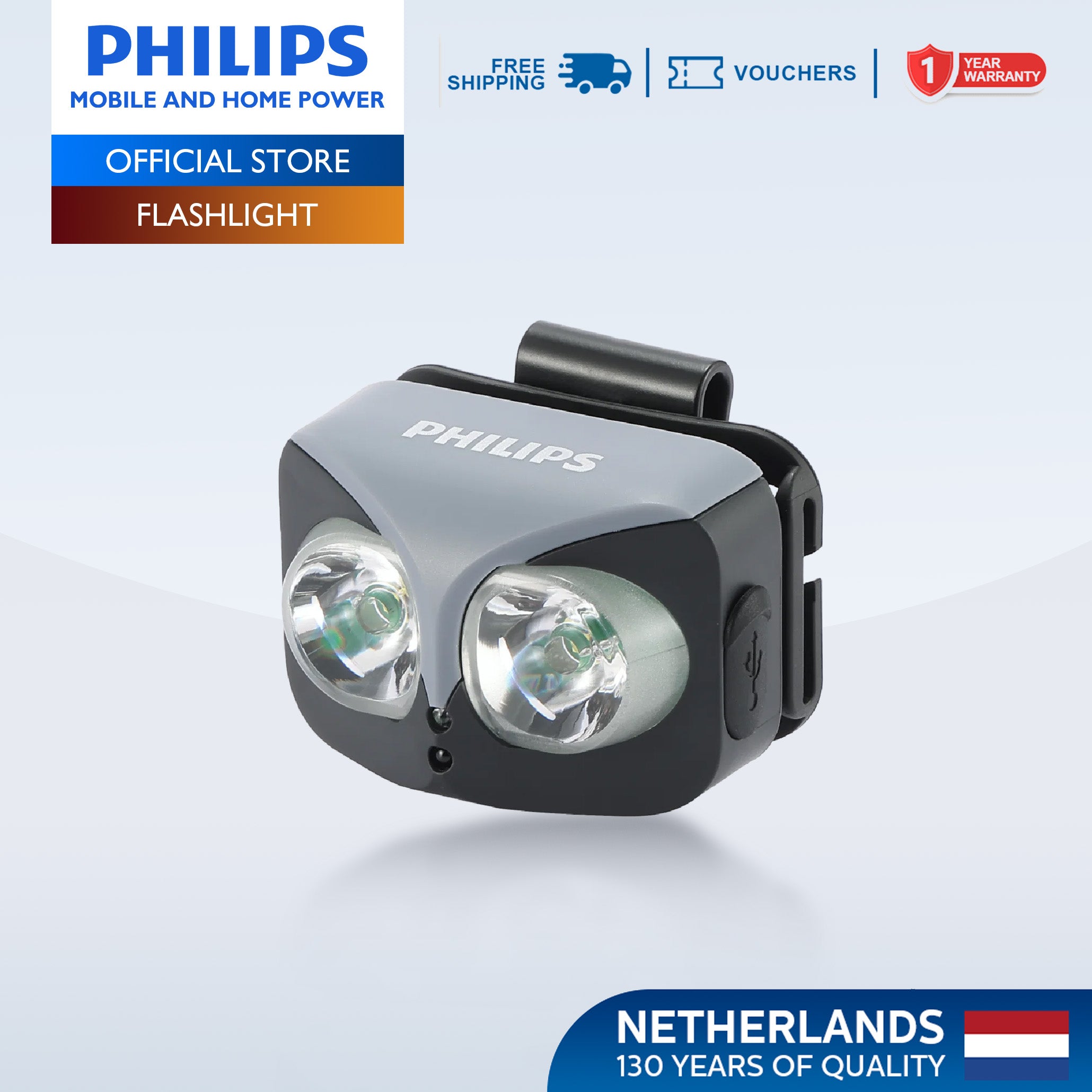 PHILIPS Multi-Functional Rechargeable Sensor LED Headlamp | 450 Lumens Brightness | 100 m Beam Distance | 1000 mAh Battery