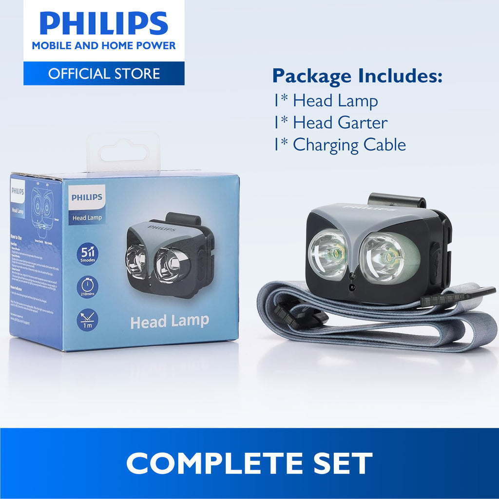 PHILIPS Multi-Functional Rechargeable Sensor LED Headlamp | 450 Lumens Brightness | 100 m Beam Distance | 1000 mAh Battery