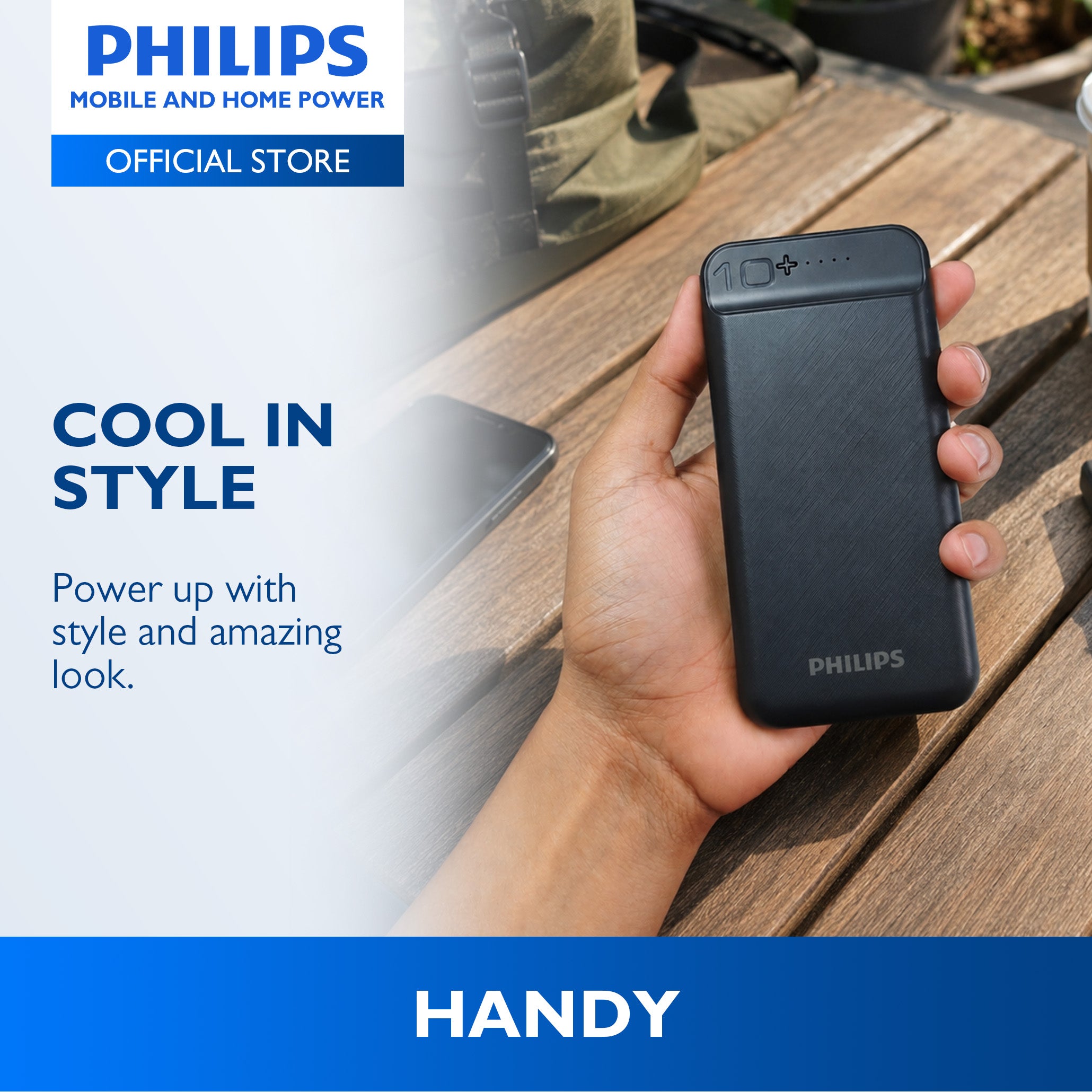 PHILIPS 10000mAh 2.1A Fast Charge Powerbank Dual USB Output USB-C & Micro USB Input Li-Polymer Battery
