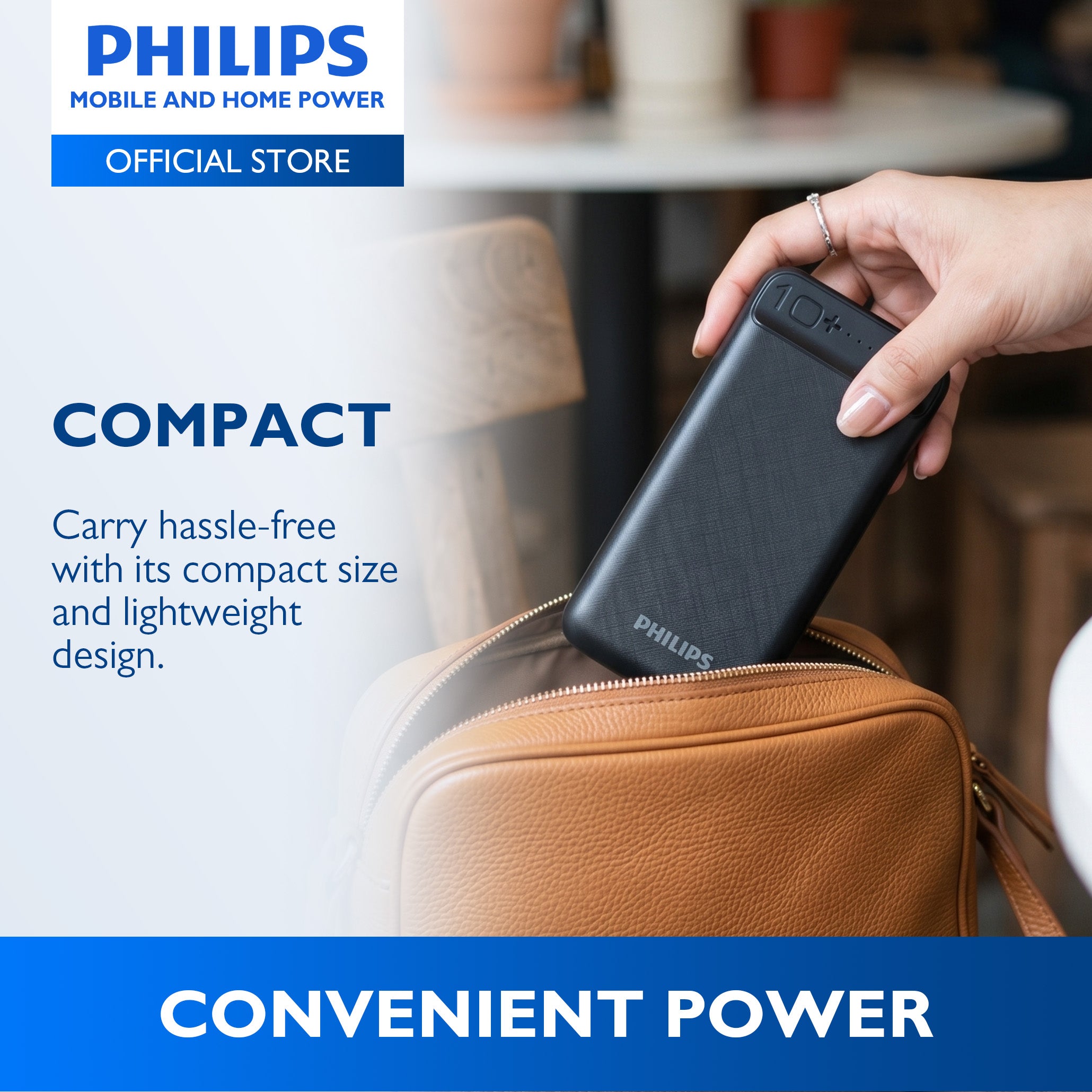 PHILIPS 10000mAh 2.1A Fast Charge Powerbank Dual USB Output USB-C & Micro USB Input Li-Polymer Battery