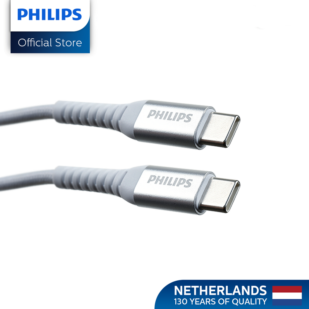 Philips 100W 1.2M USB-C to USB-C Cable Transfer and Fast Charging Braided Cable