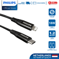 Philips Black 1.2m 18W USB C Type-C to Lightning Braided Cable MFi Certified iPhone Charging Cable