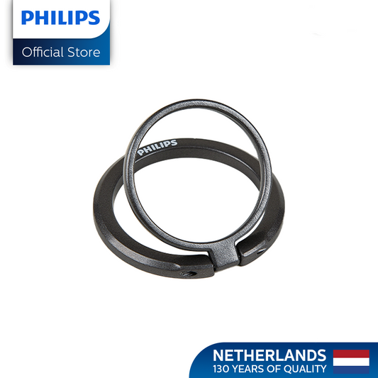 Philips Black 360°Rotation 180° Flip Metallic Magnetic Ring Stand Cellphone Holder with Additional Metal Magnetic Ring