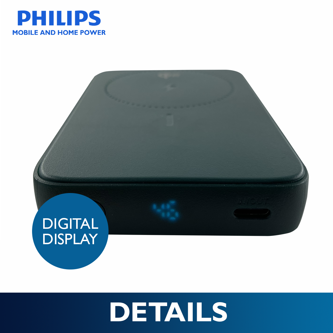 Philips Green 10000mAh 15W Magnetic Wireless Powerbank Qi2 USB-C to C Fast Charging Portable Wireless Charger