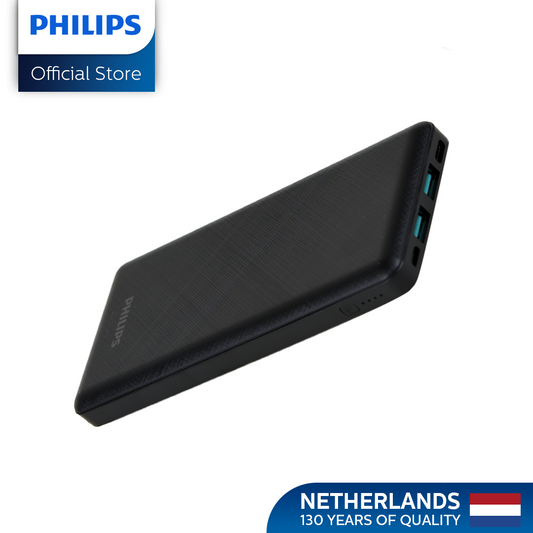 Philips Black 22.5W 10000mAh PD Fast Charger Powerbank USB-C USB-A Outputs