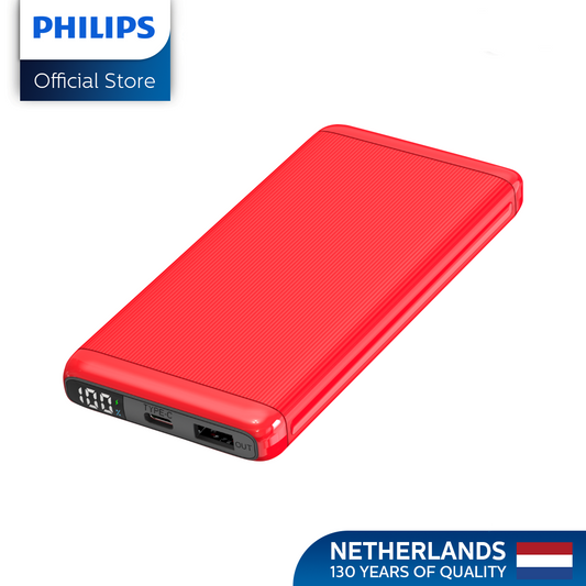 Philips Red 10000mAh 22.5 Watts USB-C Slim Fast Charging Powerbank
