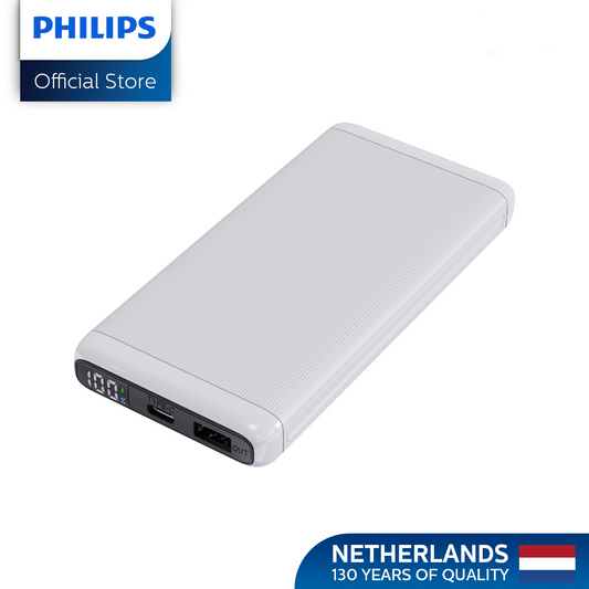 Philips White 10000mAh 22.5 Watts USB-C Slim Fast Charging Powerbank