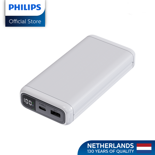 Philips White 22.5W 20000mAh Li-polymer PD Powerbank  with LCD Display