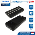 Philips Black Powerbank 20000mAh 20W Fast Charging Built-In USB-C and Lightning Cable With LED Indicator With Digital Display