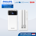 Philips White Powerbank 20000mAh 20W Fast Charging Built-In USB-C and Lightning Cable With LED Indicator With Digital Display