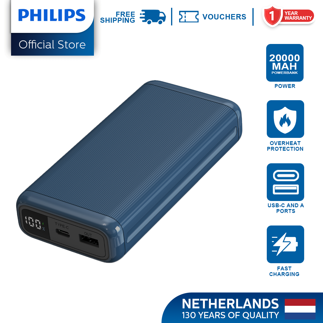 Philips Blue 22.5W 20000mAh Li-polymer PD Powerbank  with LCD Display