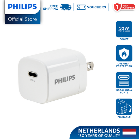 Philips 20Watts USB-C PD Mini Wall Charger Compact Charger with Foldable Plug
