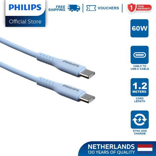 Philips Blue 60W 1.2M USB Type C to USB C PD Cable