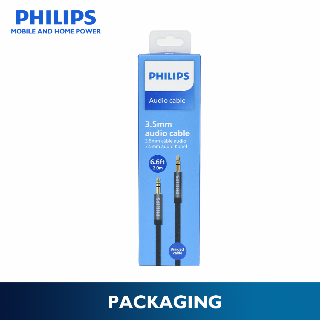 Philips 3.5mm to 3.5mm 2Meters Titanium Plated Aluminum Housing PVC Outer Cover Audio Cable