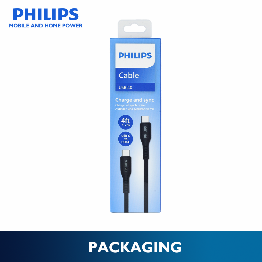 Philips Black 60W 1.2M USB Type C to USB C PD Cable