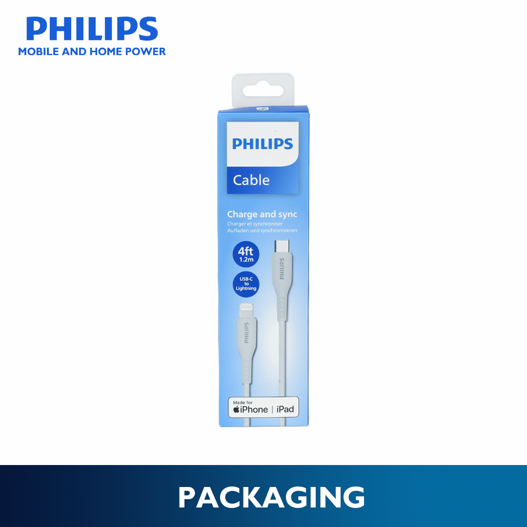 Philips Silicon 1.2m 18W USB C Type-C to Lightning Cable MFi Certified iPhone Charging Cable