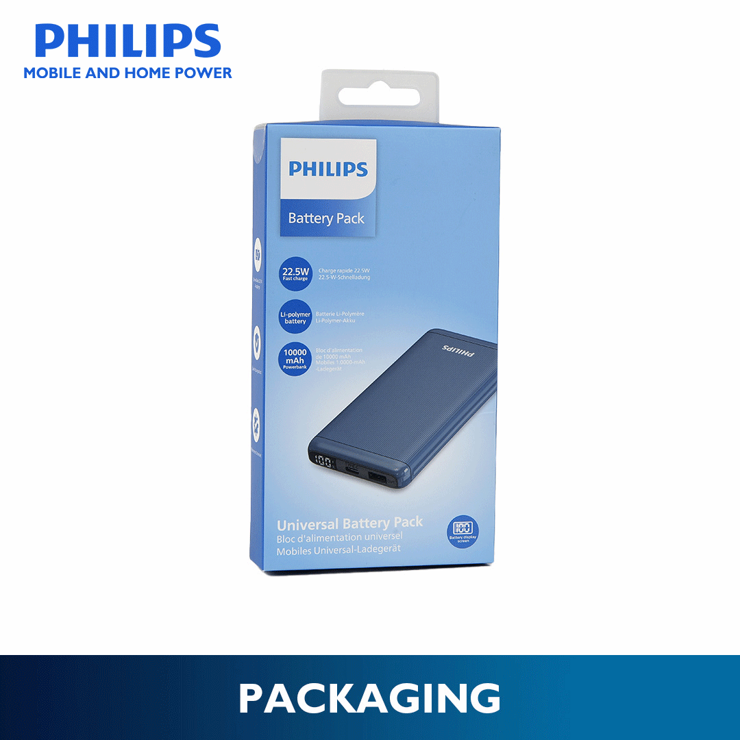 Philips Blue 10000mAh 22.5 Watts USB-C Slim Fast Charging Powerbank