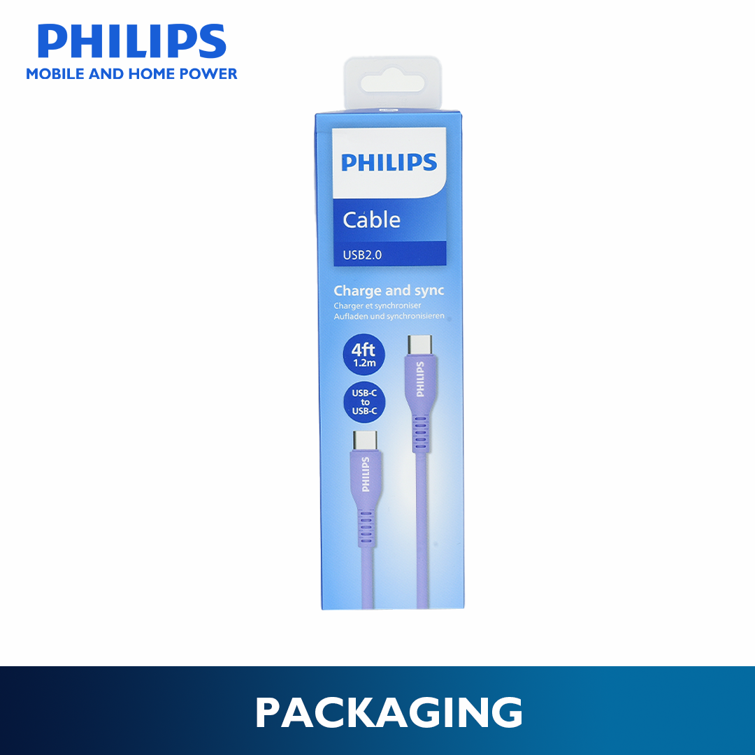 Philips Purple 60W 1.2M USB Type C to USB C PD Cable