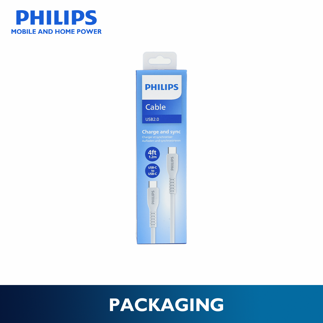 Philips White 60W 1.2M USB Type C to USB C PD Cable