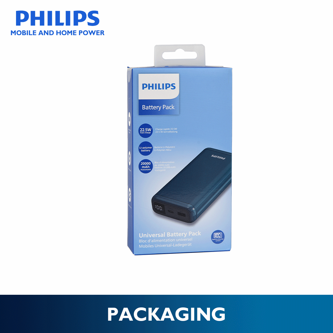 Philips Blue 22.5W 20000mAh Li-polymer PD Powerbank  with LCD Display