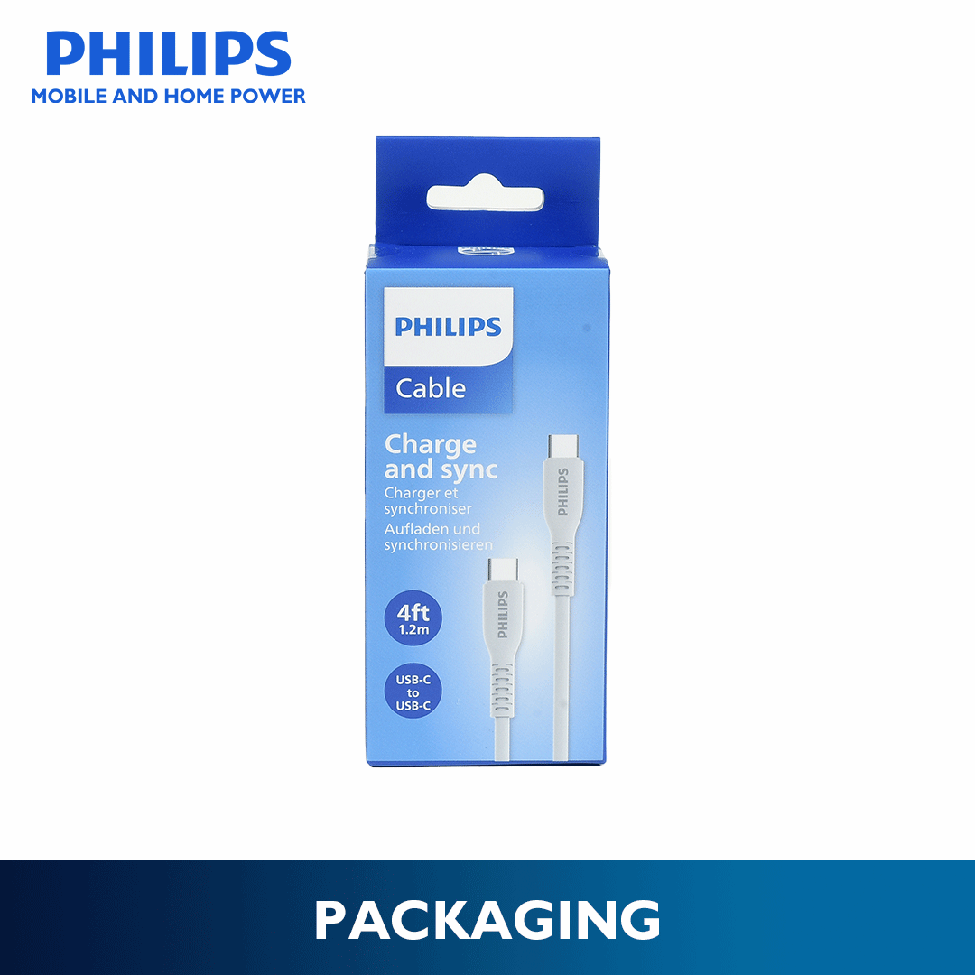 Philips 1.2 Meter 20Watts USB C to USB C Cable Fast Charging TPE-Silicon Cable