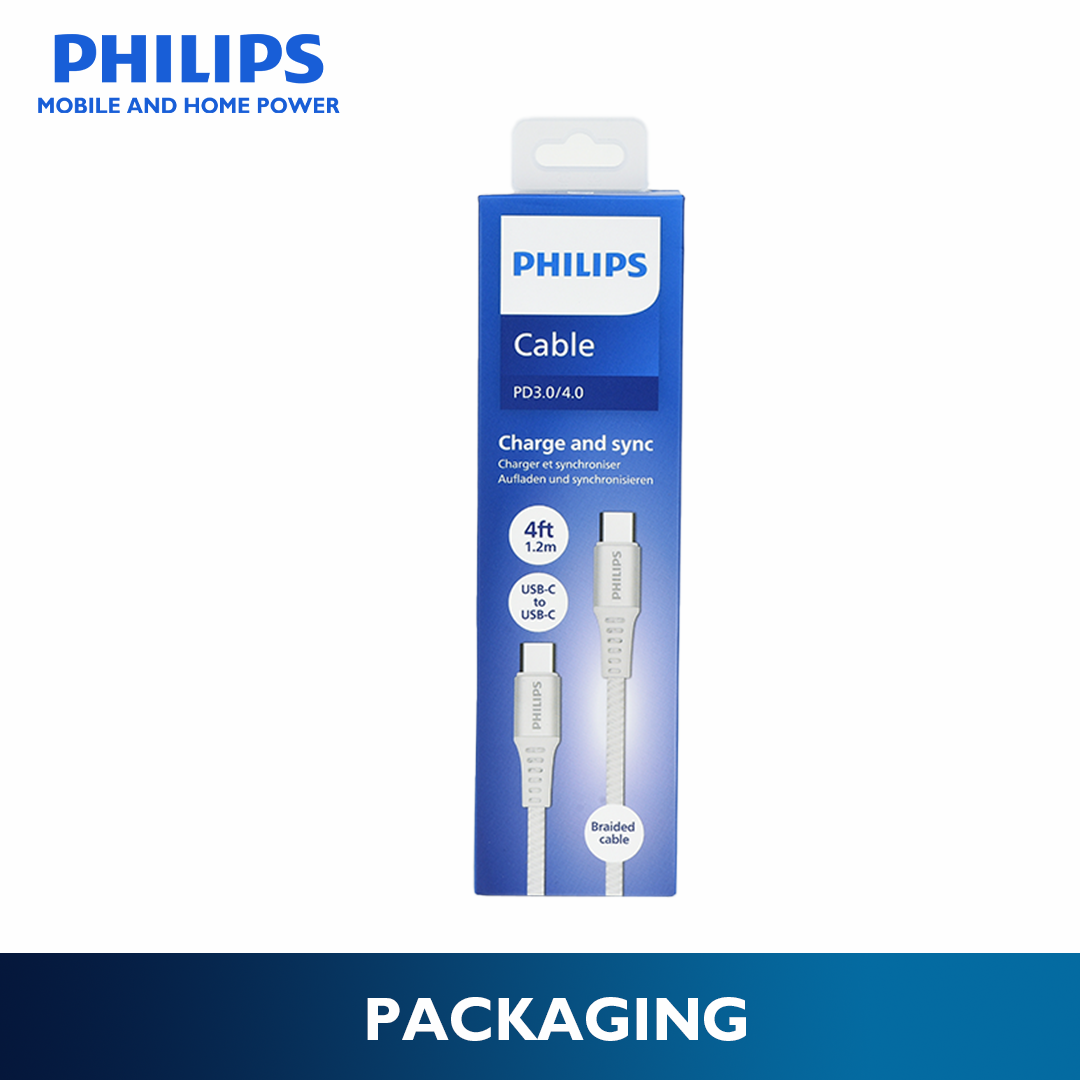 Philips 100W 1.2M USB-C to USB-C Cable Transfer and Fast Charging Braided Cable