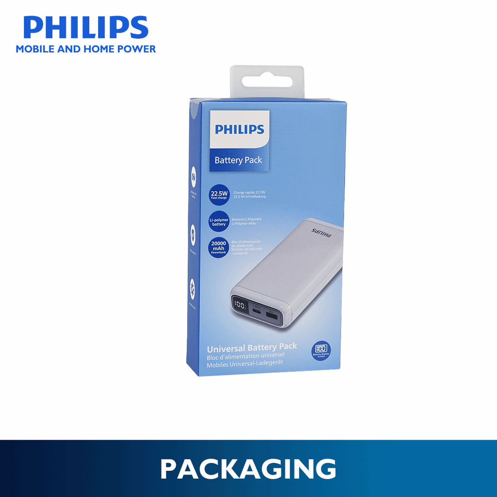 Philips White 22.5W 20000mAh Li-polymer PD Powerbank  with LCD Display