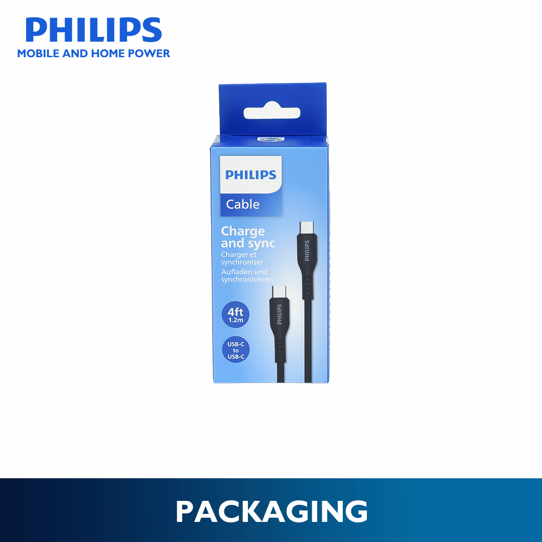 Philips 1.2 Meter 20 Watts USB C to Charger Type C USB C Cable