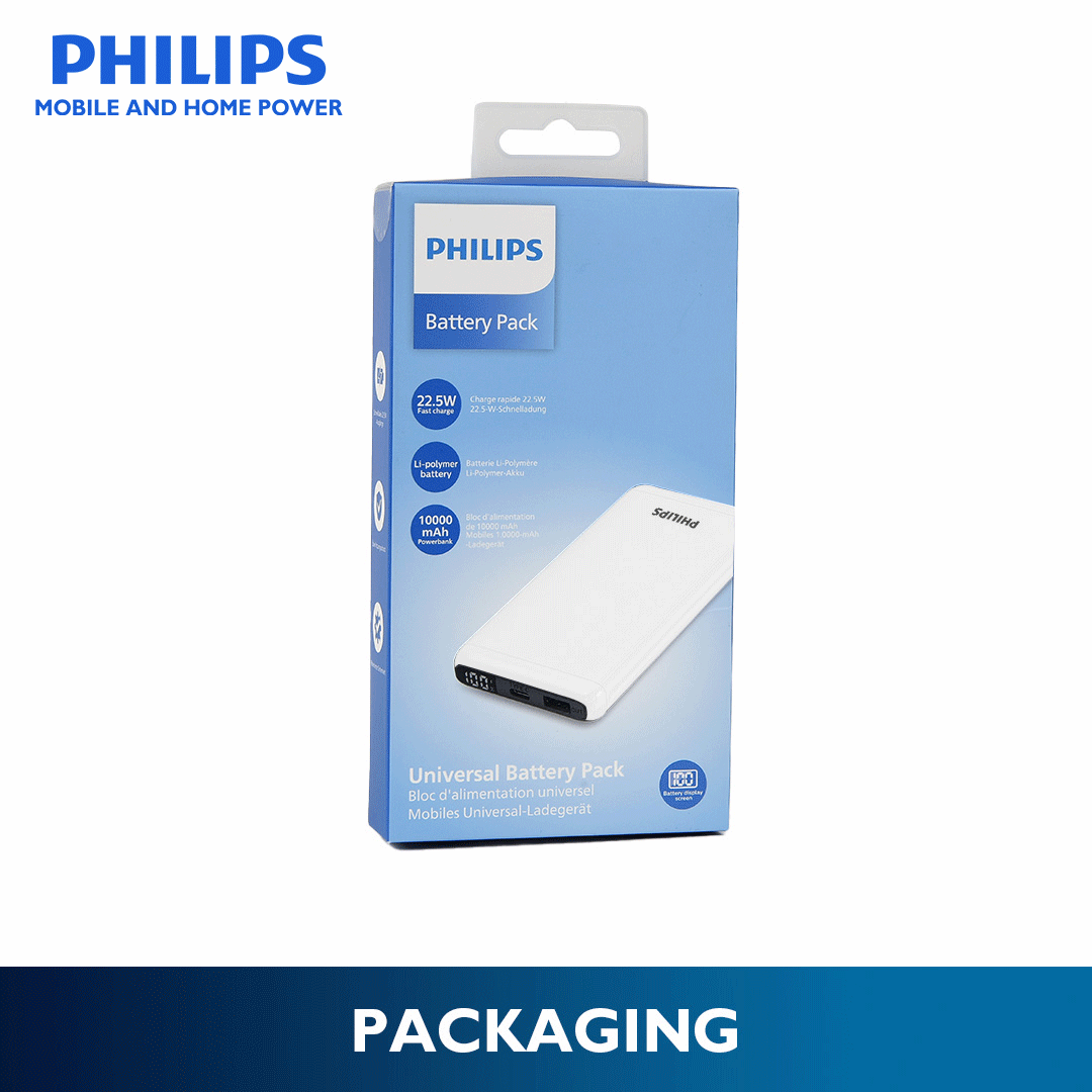 Philips White 10000mAh 22.5 Watts USB-C Slim Fast Charging Powerbank