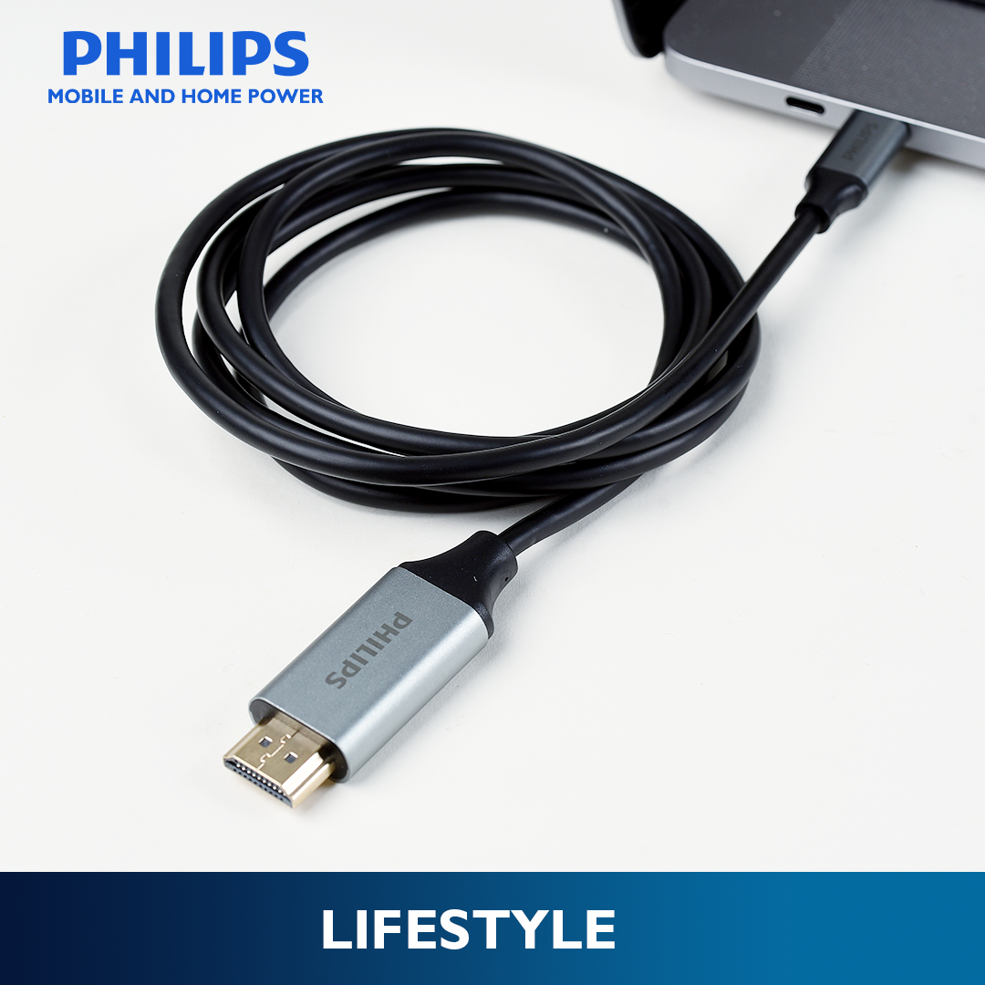 Philips 1.2m 4K/60Hz USB-C to HDMI Cable Nickel Plated Copper Compatible with  MacBook Pro IPad Pro Laptop