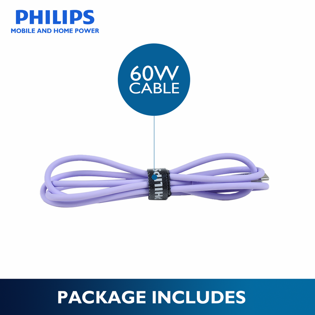 Philips Purple 60W 1.2M USB Type C to USB C PD Cable