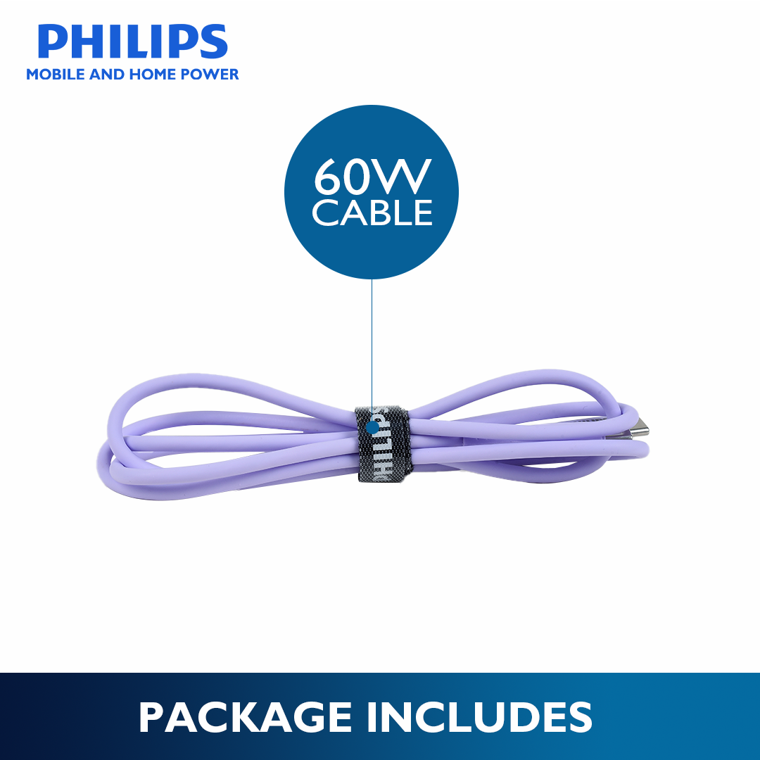 Philips Purple 60W 1.2M USB Type C to USB C PD Cable