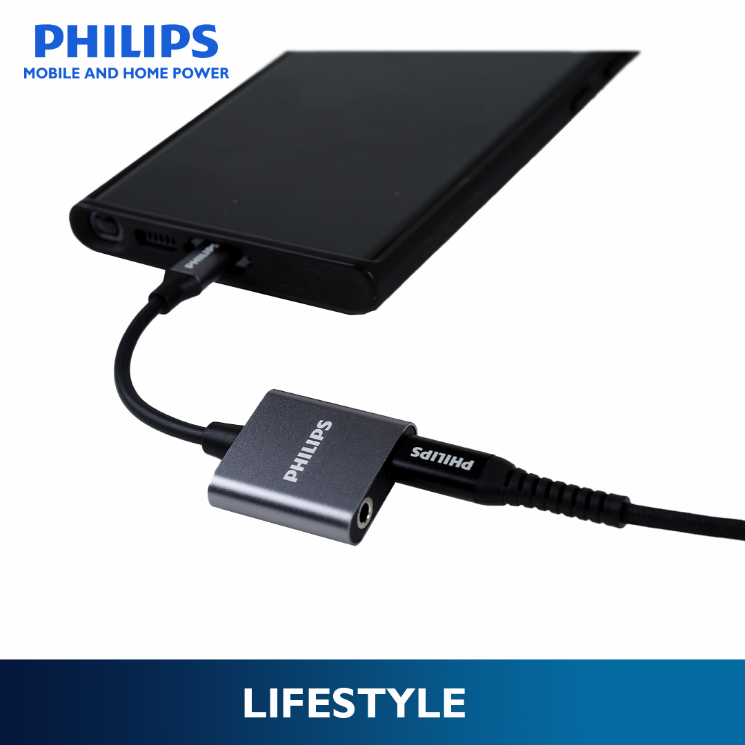 Philips 3.5mm Type C to USB C Audio and Charger Adapter