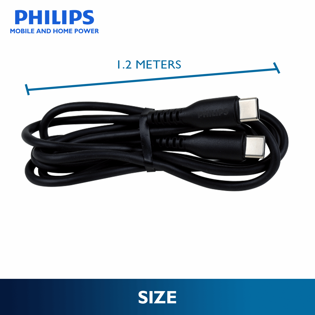Philips 1.2 Meter 20 Watts USB C to Charger Type C USB C Cable