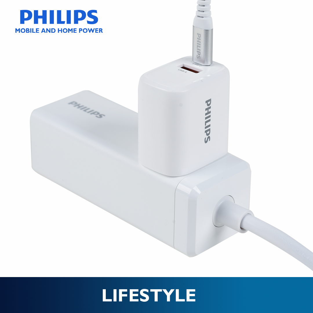 Philips 25Watts Fast Wall Charger with USB-C and USB-A Port Wall Charger