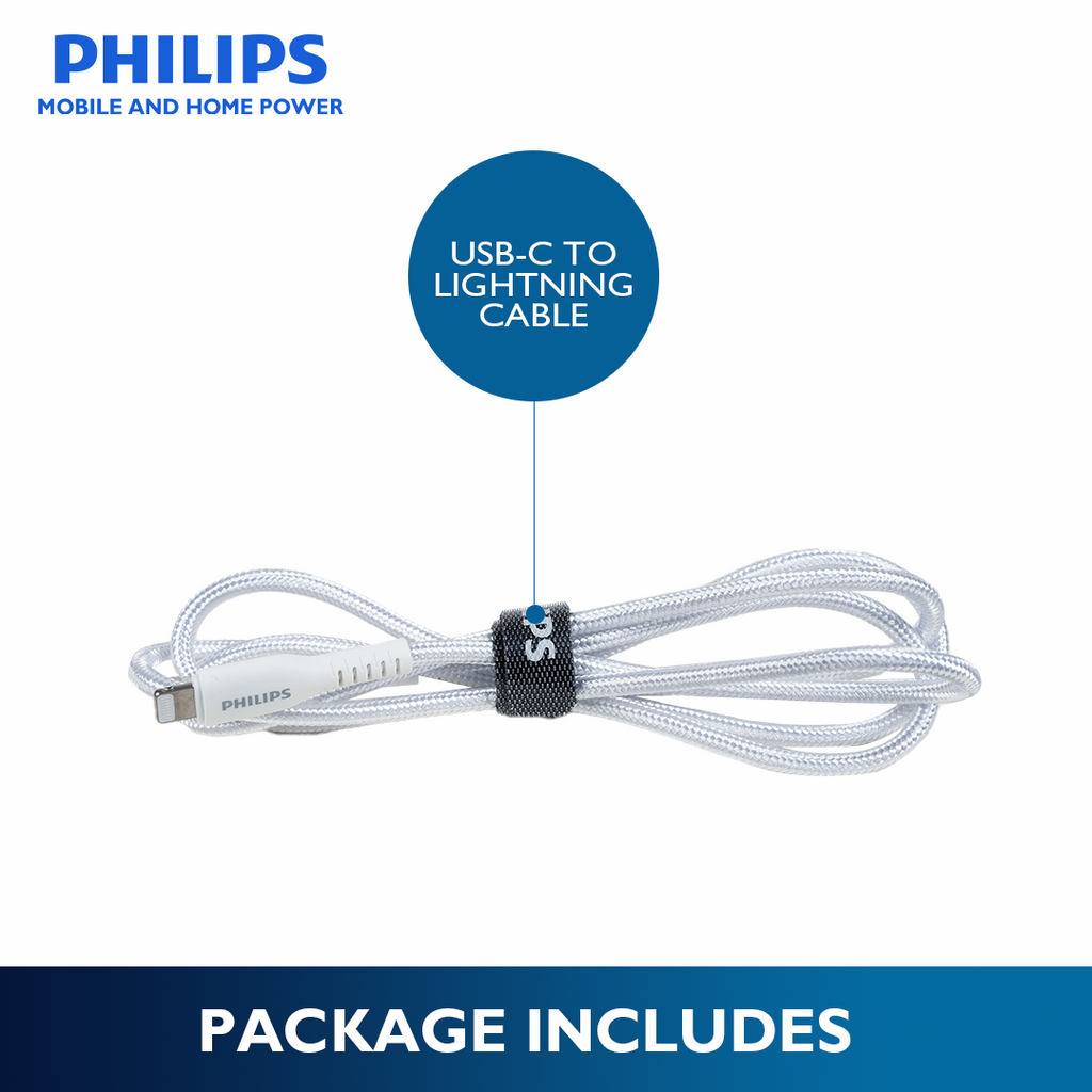 Philips Braided 1.2m 18W USB C Type-C to Lightning Cable MFi Certified iPhone Charging Cable